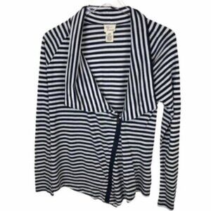 Andrea Jovine | Women's Black & White Zipper Closure Stripe Knit Top Size XS